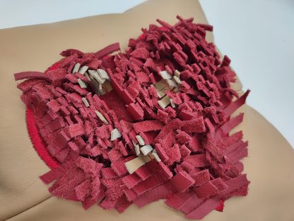 Opulence in Red: A Luxurious Velvet and Leather Cushion - Image 4