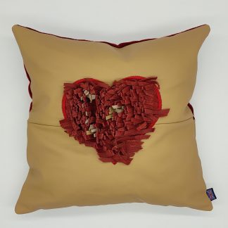 Opulence in Red: A Luxurious Velvet and Leather Cushion