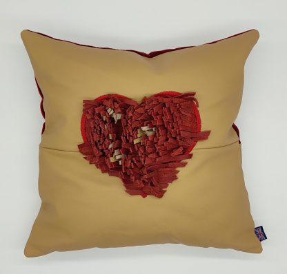 Opulence in Red: A Luxurious Velvet and Leather Cushion