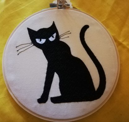 The Enchanting Black Cat Hoop Art Embroidery