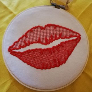 Kiss of Embroidery: Hoop Art with Red Lips