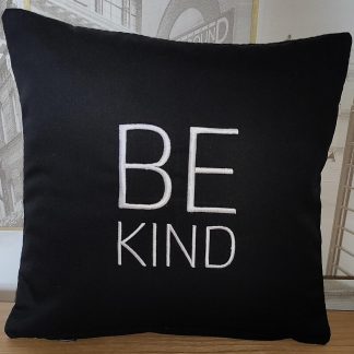 Limited Time Only Black Embroidery cushion cover -Be Kind