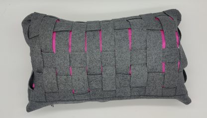 Limited Edition New Beautiful Grey and Pink Wool Weaved Cushion - Image 4