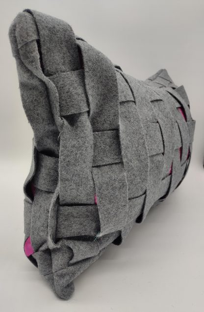 Limited Edition New Beautiful Grey and Pink Wool Weaved Cushion