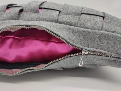 Limited Edition New Beautiful Grey and Pink Wool Weaved Cushion - Image 3