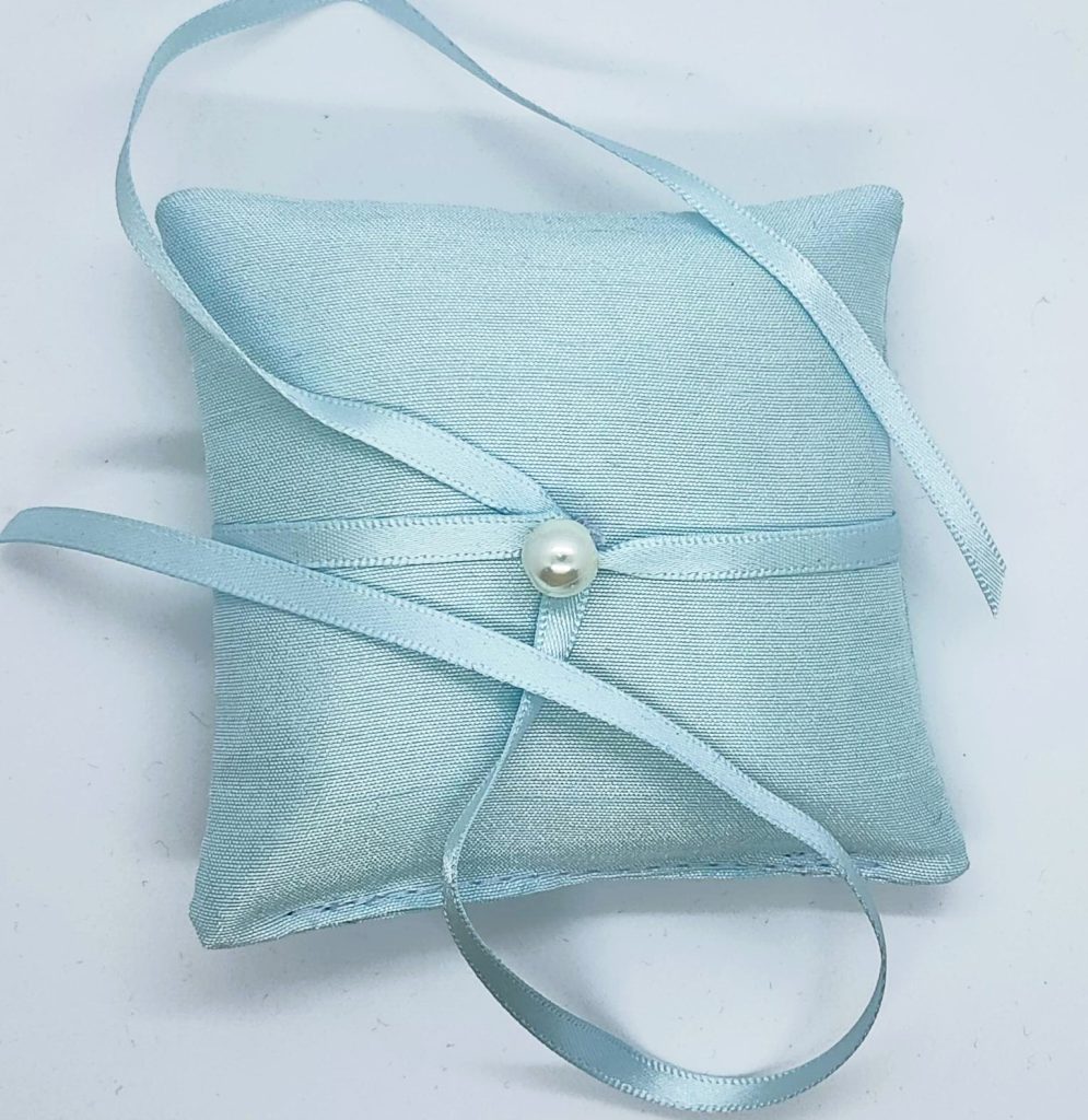 Wedding Day Ring Cushion PALE BLUE With RIBBON