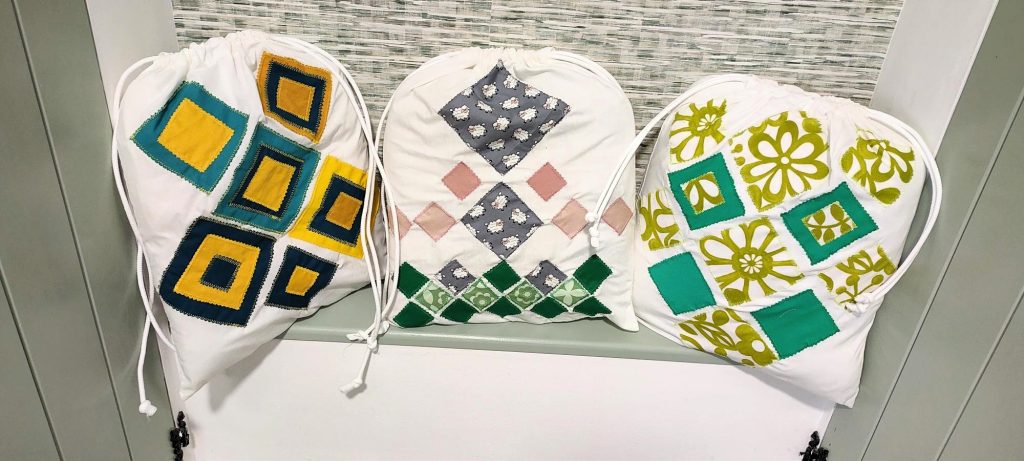 Handmade Patchwork Drawstring Bags- group bag photo