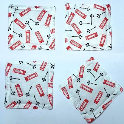 Handmade Fabric Coasters - London Print