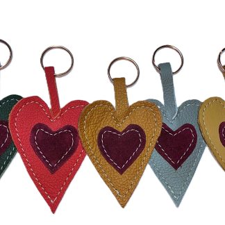 handmade leather Heart shaped keyring
