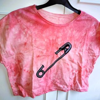 Handmade Embroidery Safety Pin T-Shirt-Pink
