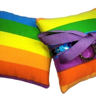 Handmade Wedding Ring Cushions - Rainbow Print