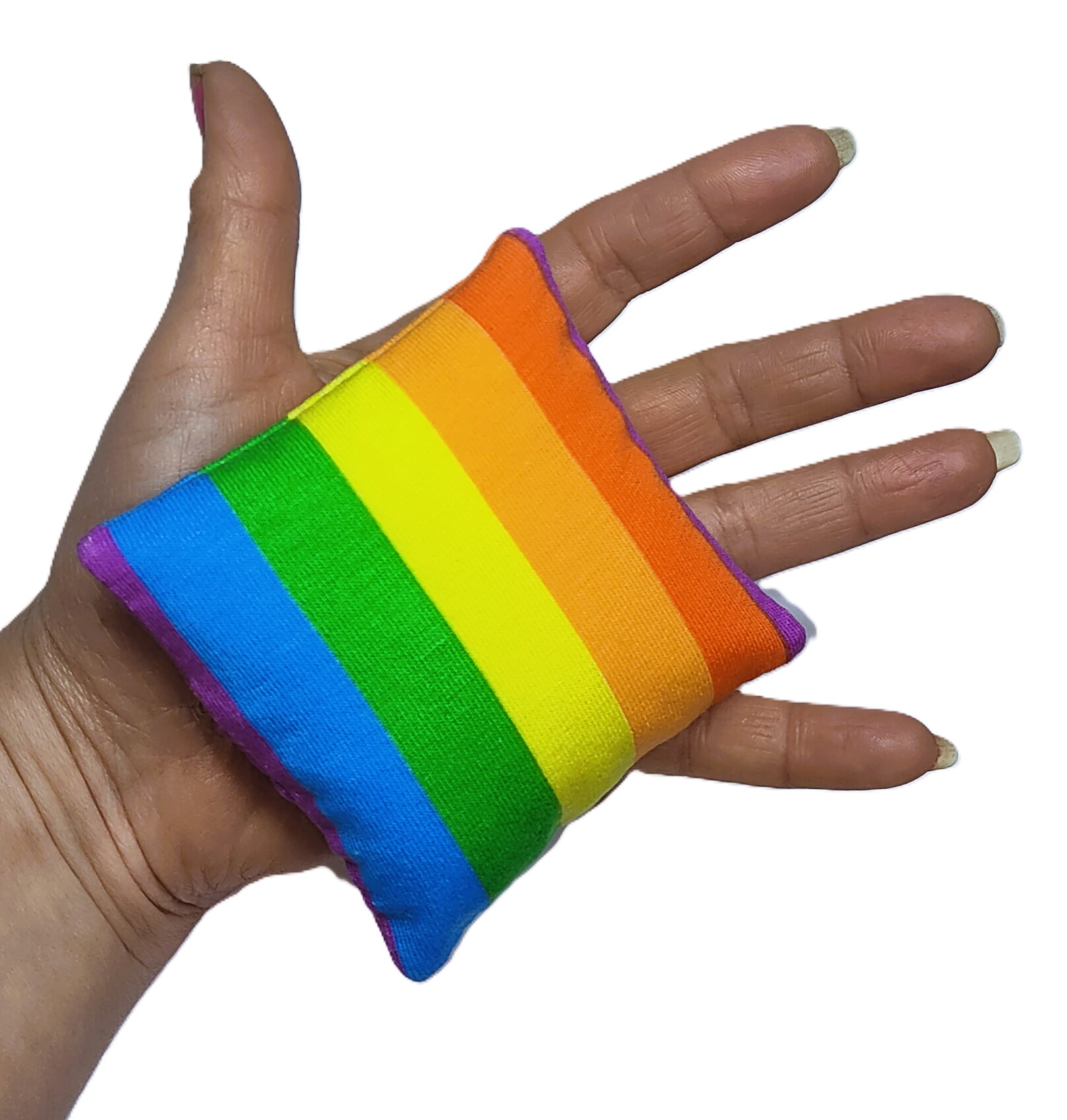 Handmade Wedding Ring Cushions - Rainbow Print