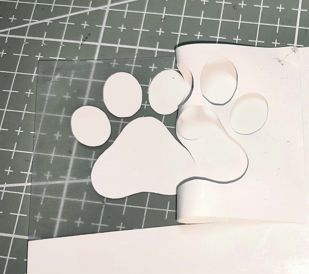 Handmade Paw Print vinyl fabric square patch - vinyl Decals