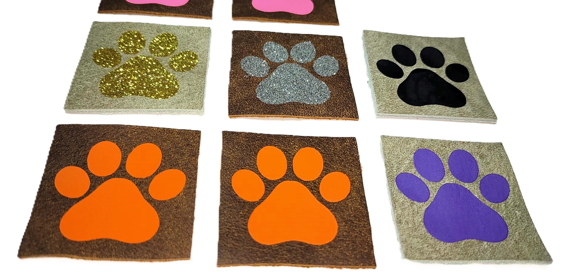 Handmade Vinyl Paw Print Leather square patch-Mixed Se