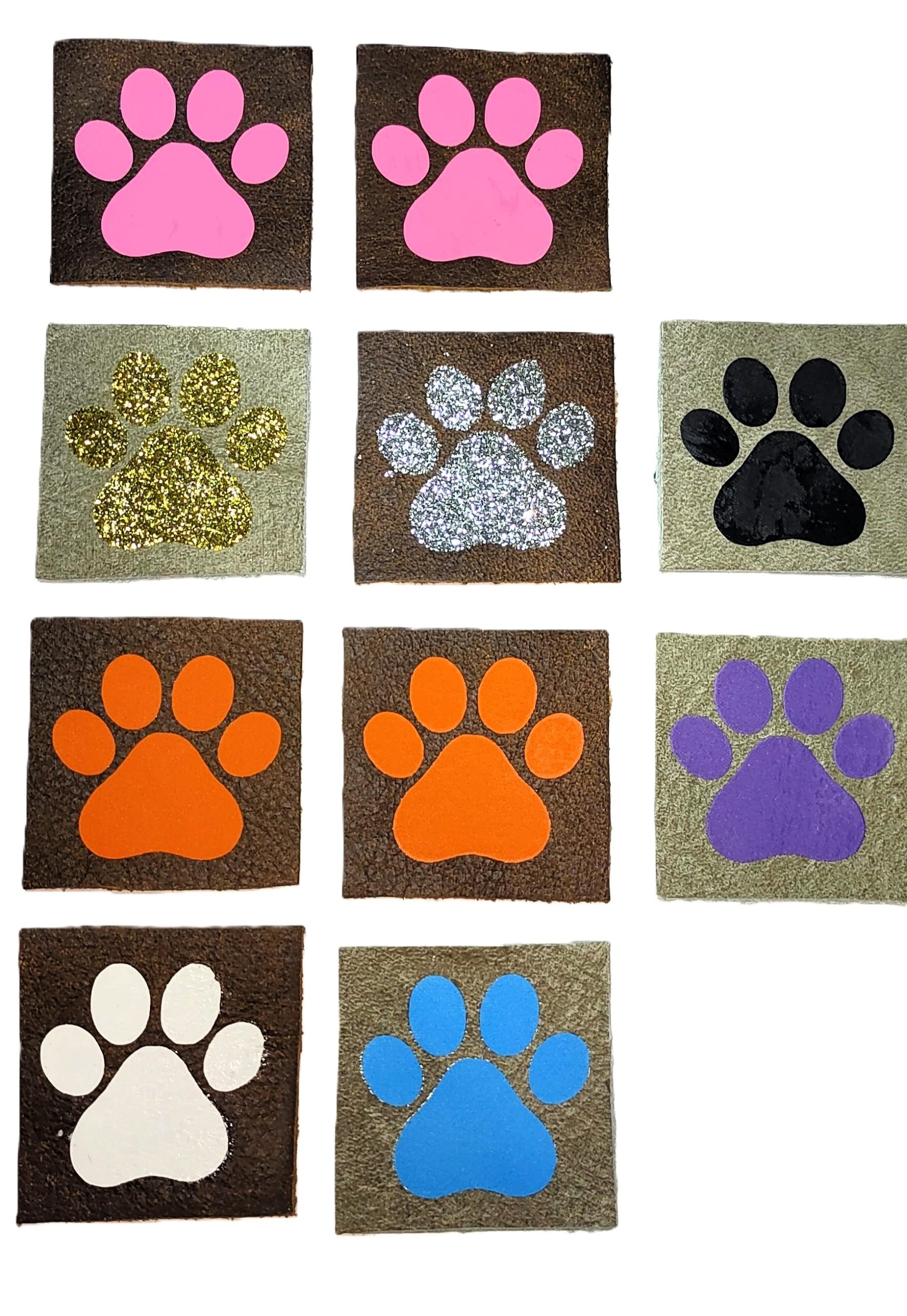 Handmade Vinyl Paw Print Leather square patch-Mixed Set